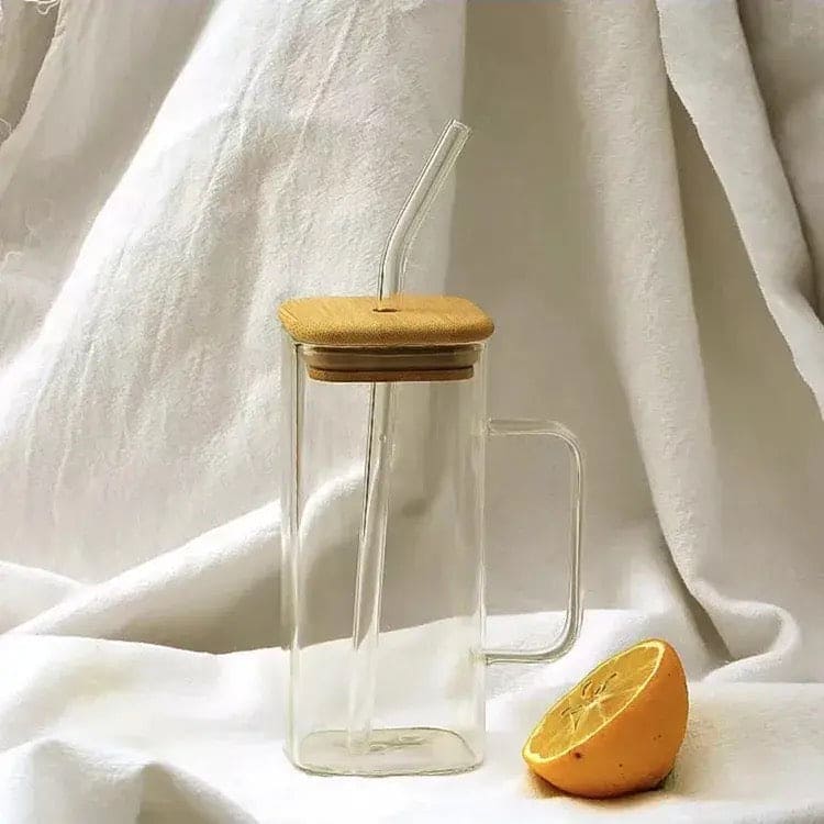 Square Coffee Mug With Wooden Top And Straw, 400ml Colored Handle Drinking Glass Cup, Transparent Drink Cup, Party Beverage Cup, Portable Glass Water Cup with Straw Lid, Household Borosilicate Straw Glass Square Coffee Mug With Wooden Top And Straw, 400ml Colored Handle Drinking Glass Cup, Transparent Drink Cup, Party Beverage Cup, Portable Glass Water Cup with Straw Lid, Household Borosilicate Straw Glass